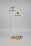 Italian Vintage Brass Floor Lamps with Scalloped Glass Shade