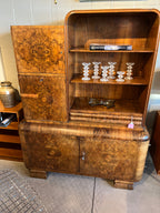 Vintage Burl Wood Bar Cabinet