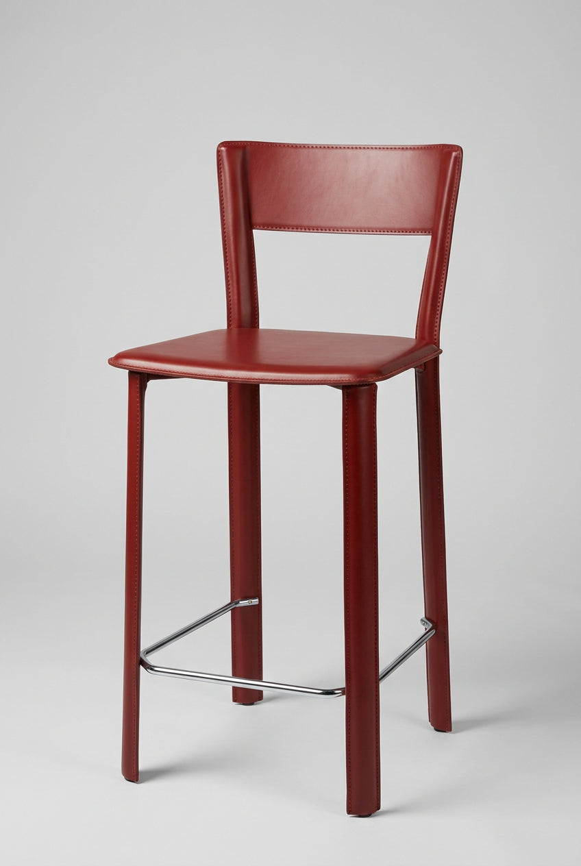 Italian Bottega Red Leather Stools by Frag for Design Within Reach