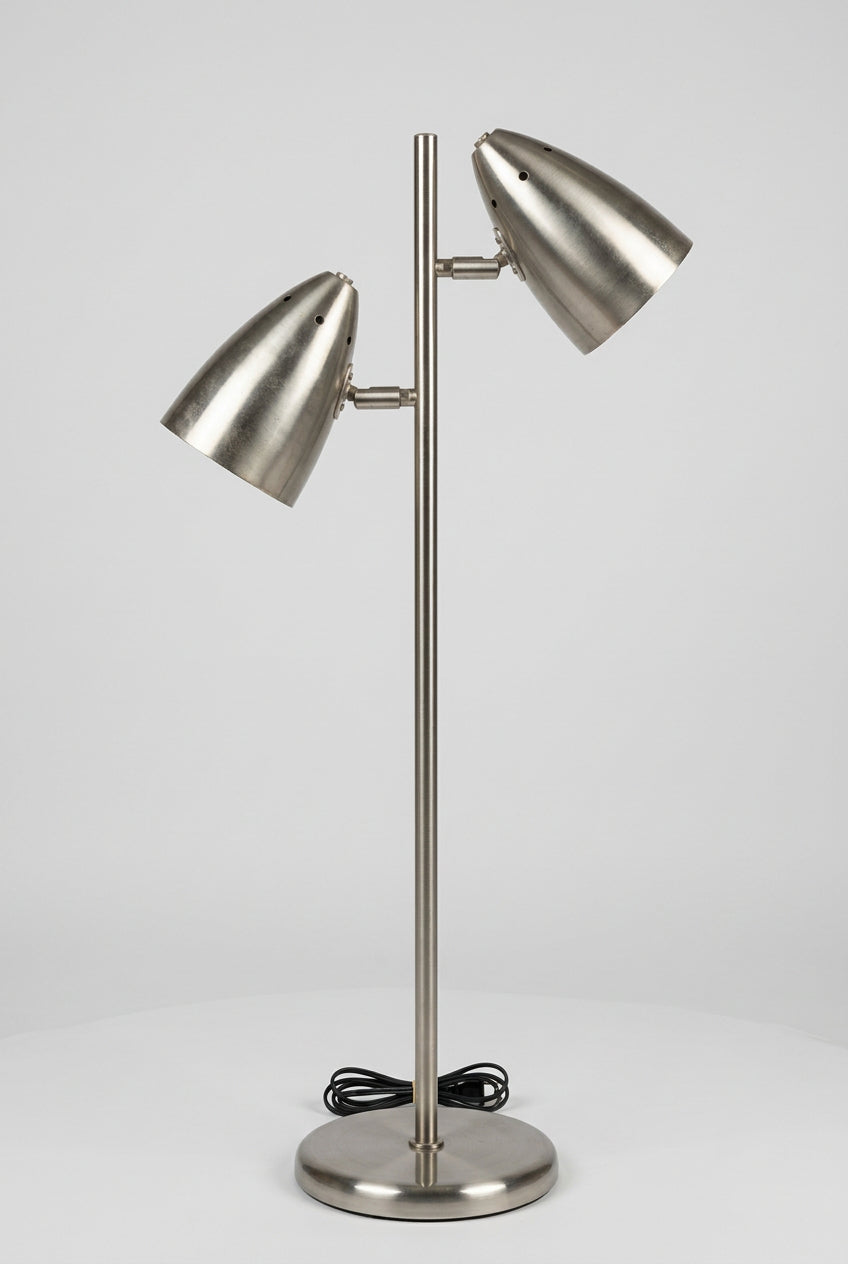 city electric task lamp brushed stainless with two articulating lamp heads