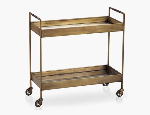 Crate & Barrel Brass Libations Cart