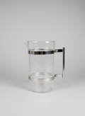 Crackle Glass Pitcher with Chrome Band