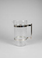 Crackle Glass Pitcher with Chrome Band