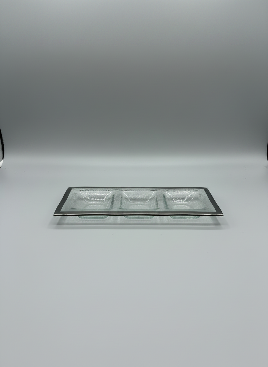 Annieglass Roman Antique Three-Section Glass Tray