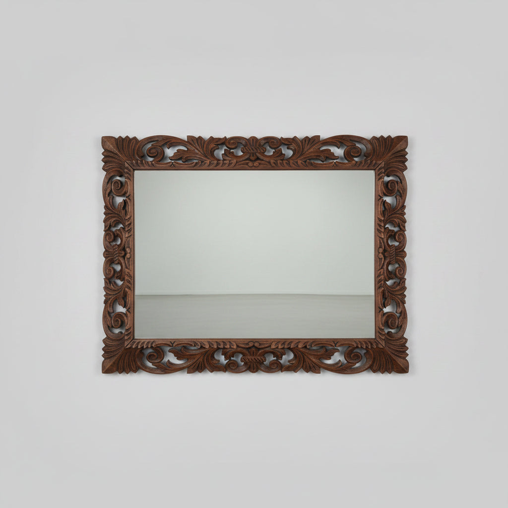 Ornate Carved Wood Mirror 28 x 34