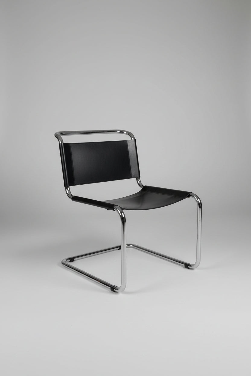 MB Canteliever Chair in Black Leather & Chrome