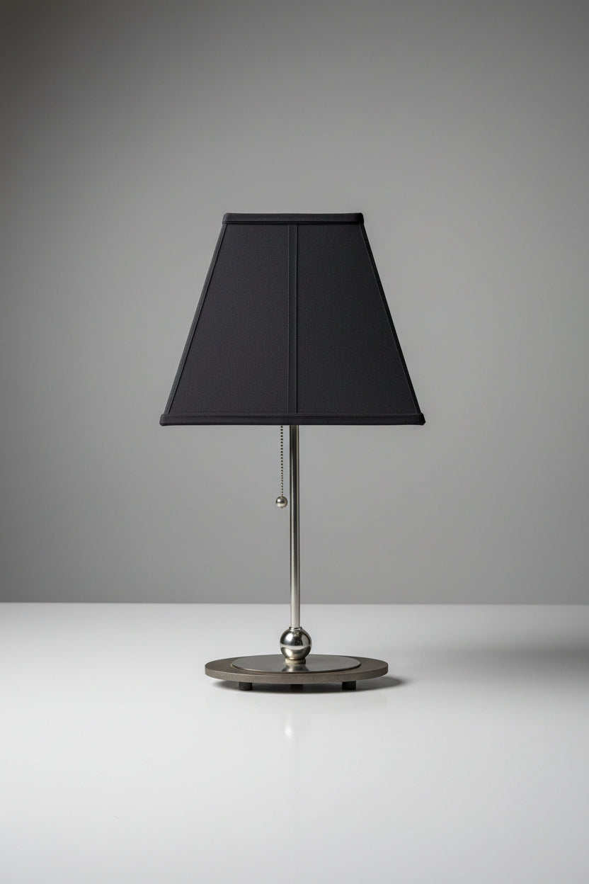 1980's Chrome and Metal Pull Chain Lamp