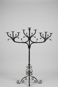 Vintage Spanish Revival style floor-standing wrought iron candelabra 70" tall