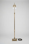 Vintage Brass Floor Lamp twisted stem and marble and brass base