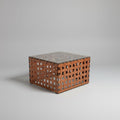 Custom Woven Copper Coffee Table on wheels 30 x 26