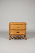 Two Drawer Bentwood bamboo and cane night stand