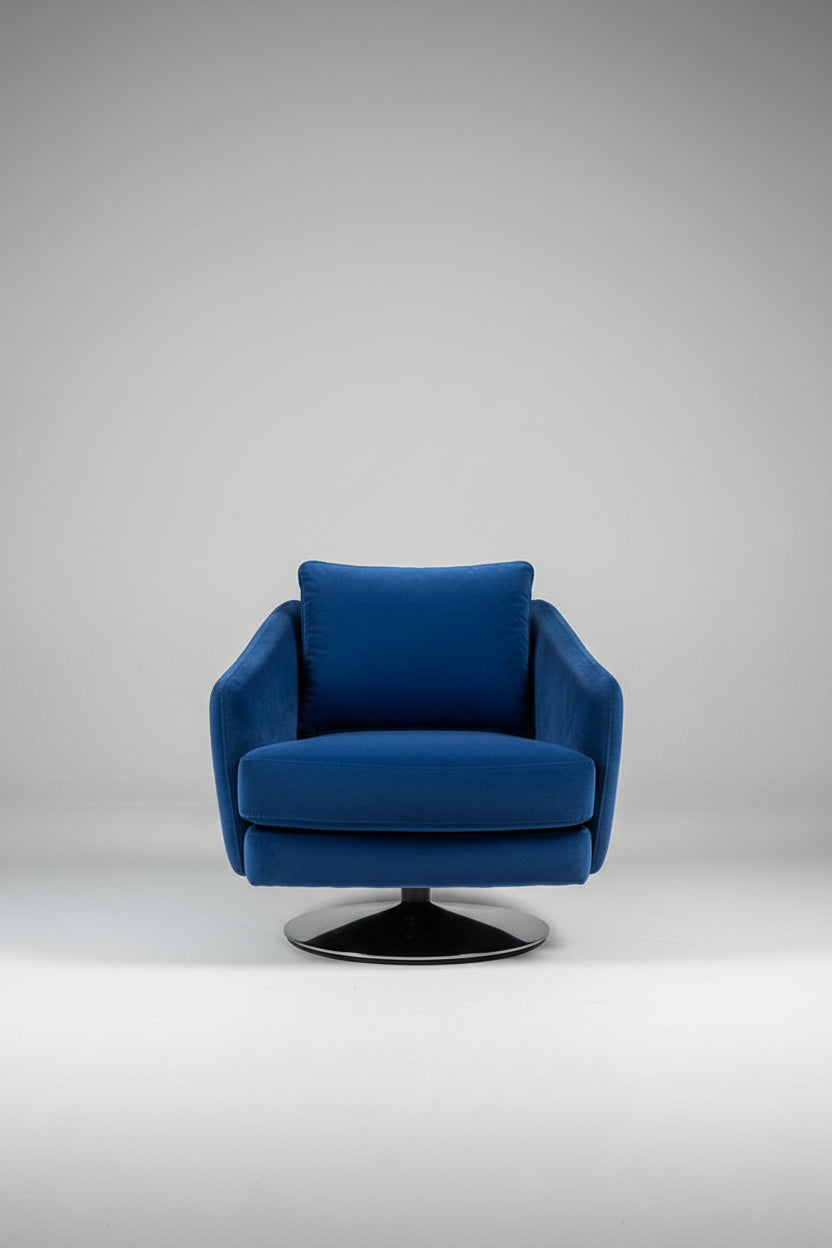 Della Robia Swivel Chair in Yves Klein Blue Velvet