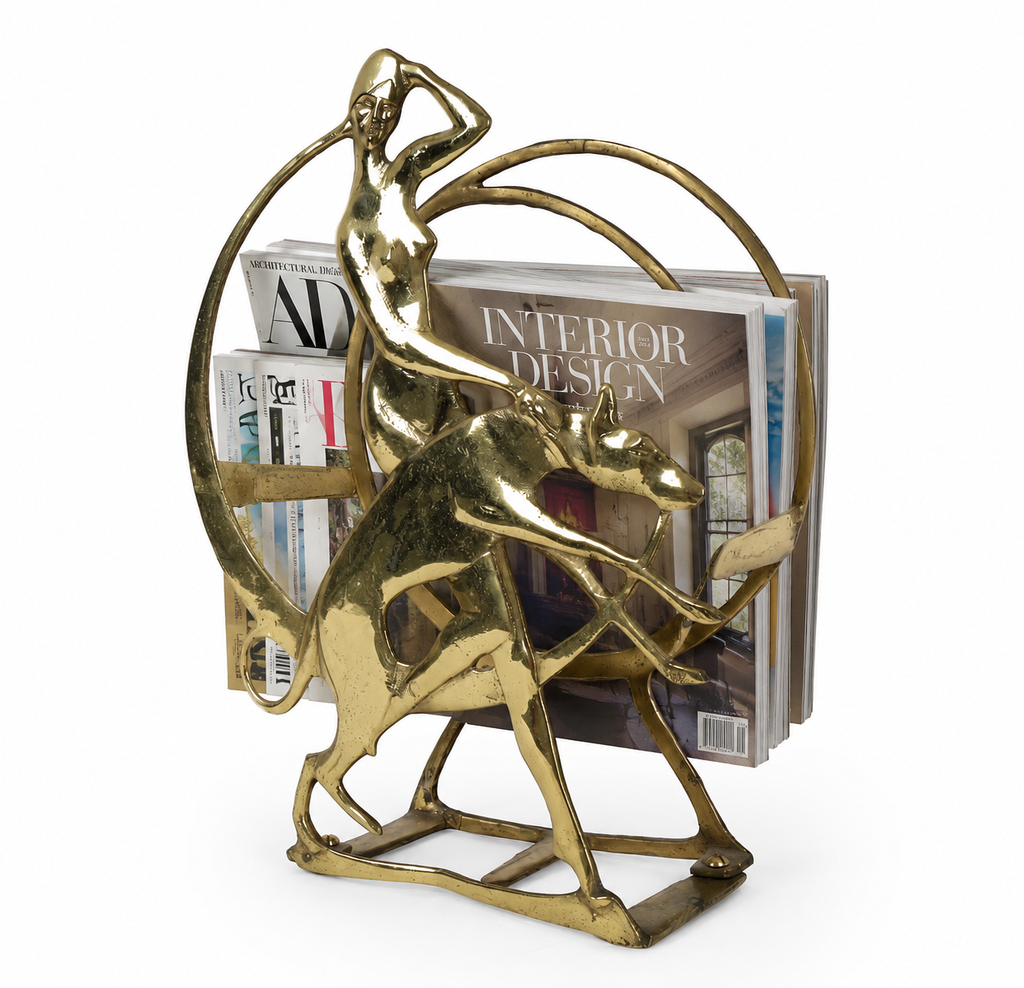 1930s Art Deco Brass Magazine Rack