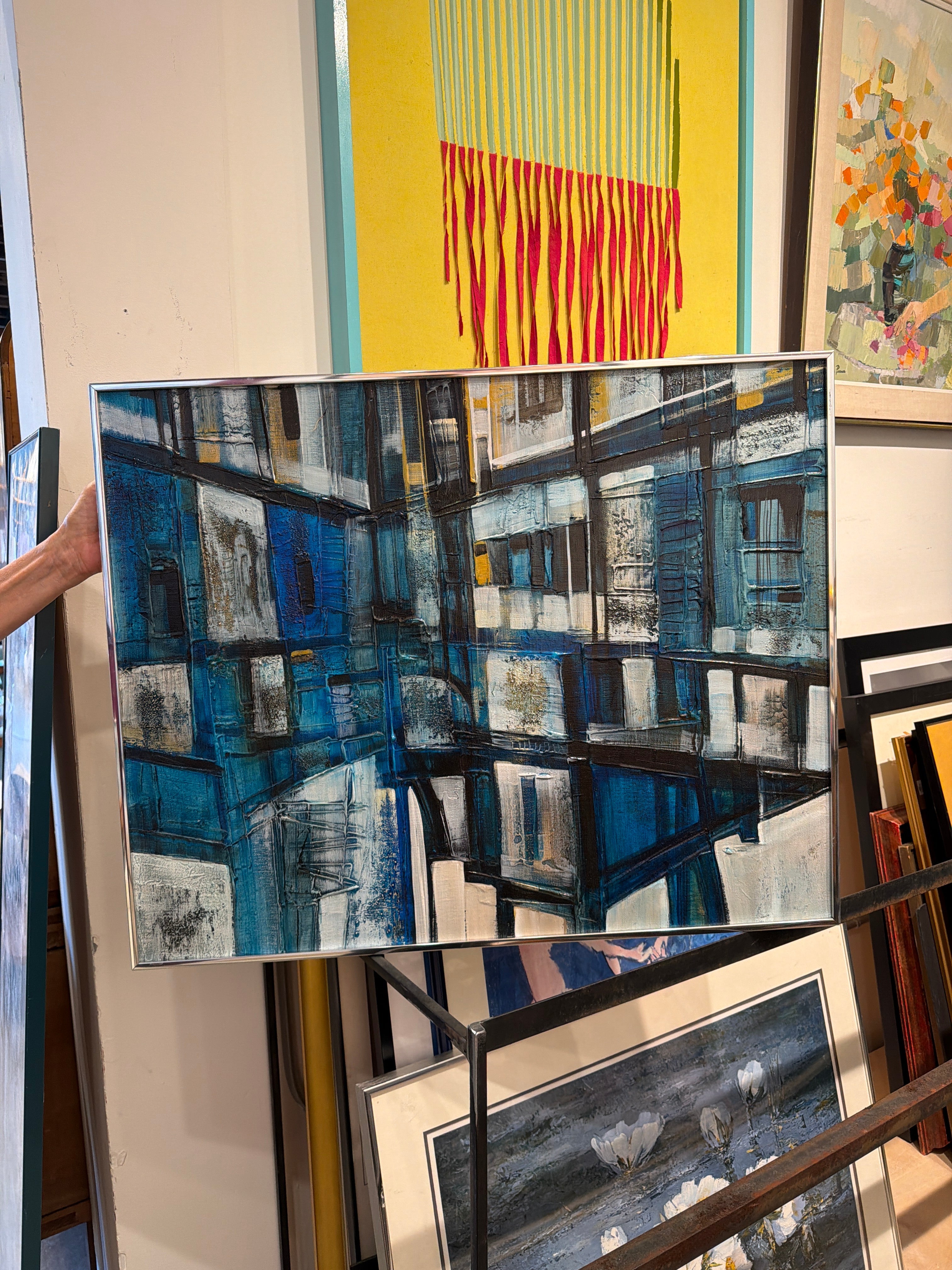 EKS Blue Buildings Oil Painting 30 x 24