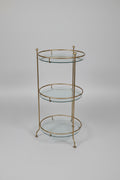 Three Tiered MCM Brass Stand with glass Shelves