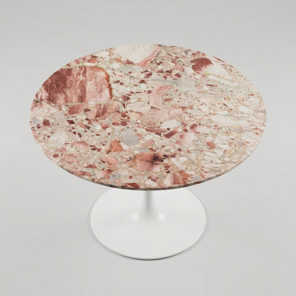 38" Pink Marble Tulip Dining Table