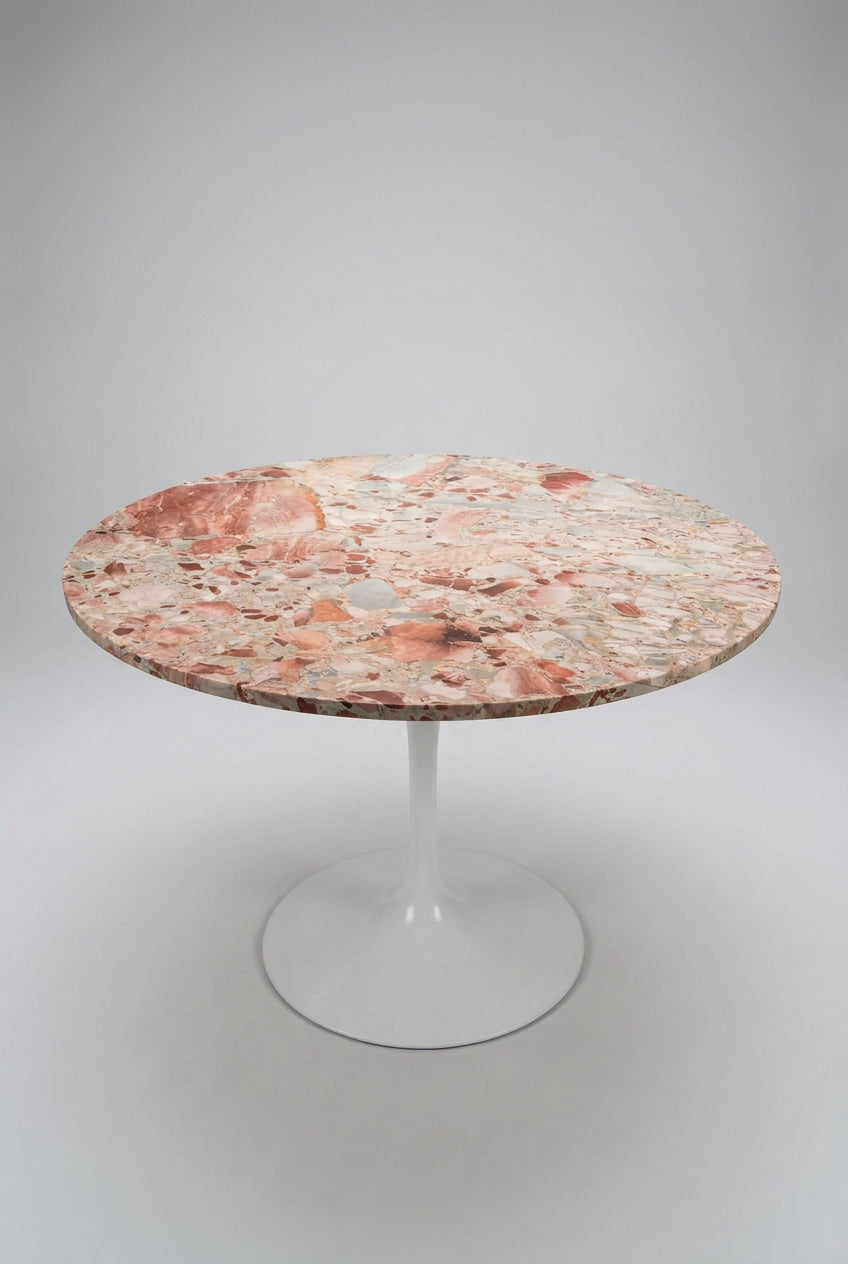 38" Pink Marble Tulip Dining Table