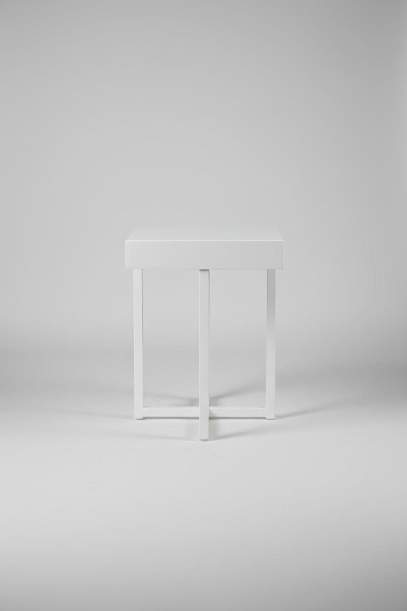 White Metal Side Table 18" x 18"