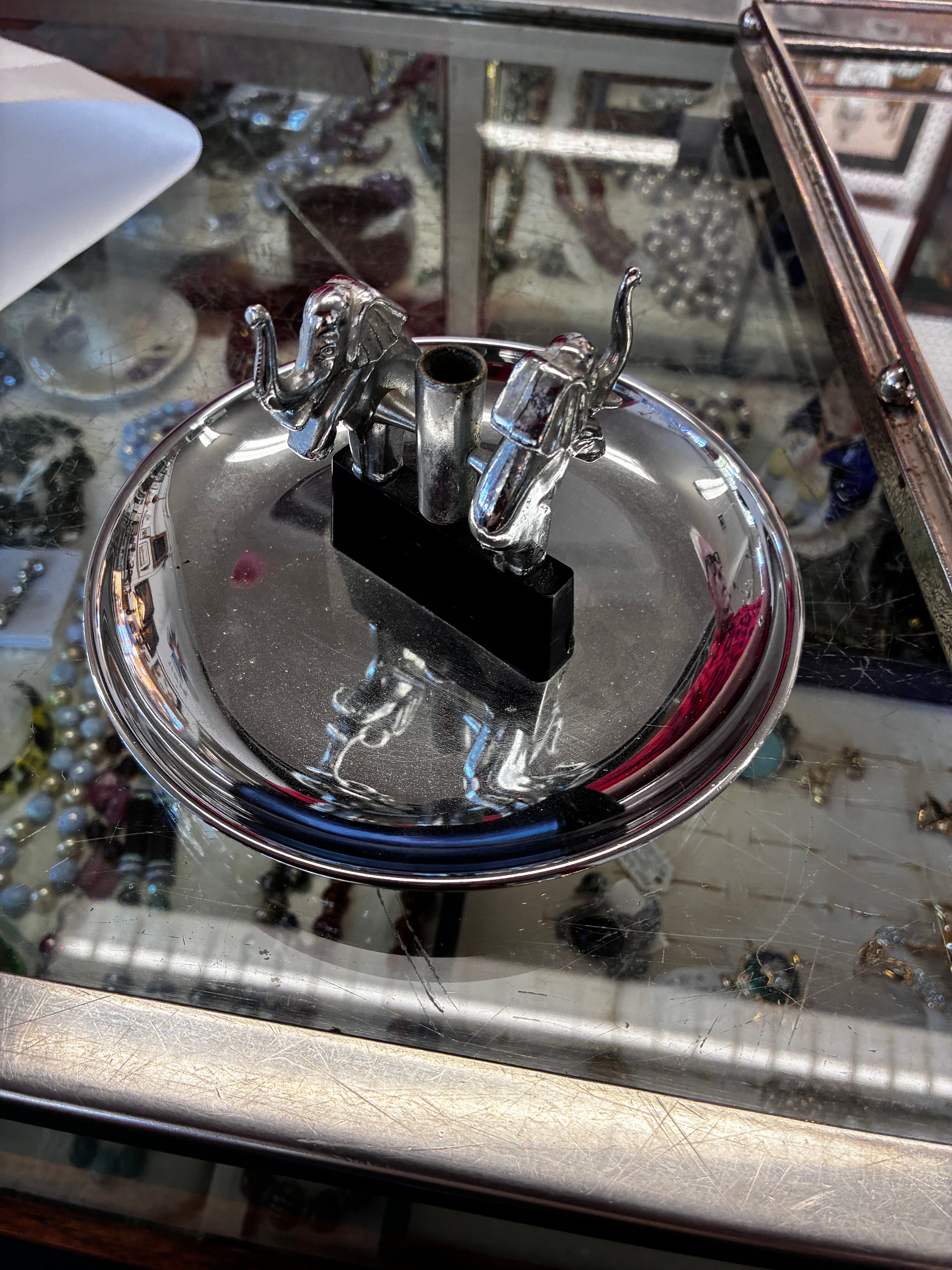 1940's Art Deco Ashtray with Holders and Elephant