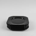 Deco Set of 6 Black Glass Plates
