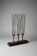 Brutalist Hair-On-Hide Brass Iron Candelabra