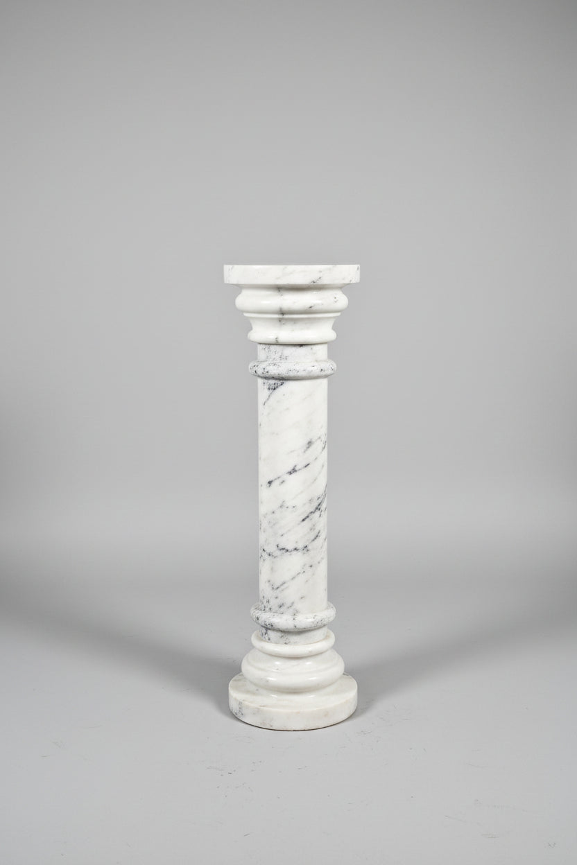 3 piece Marble Column in White Carrera Marble 36" H