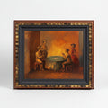 The Game an original oil on canvas by XXXX with ornate gold frame