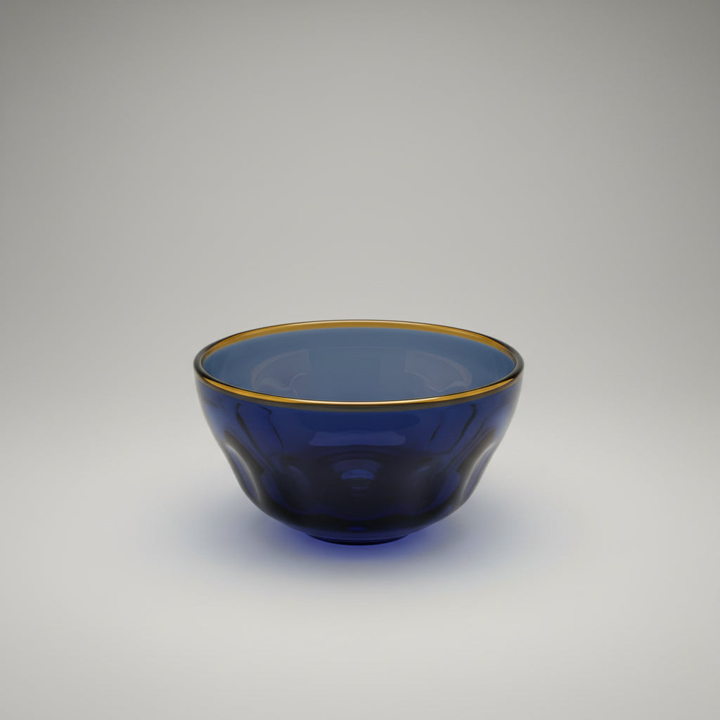 Cobalt & Gold Blenko Glass Bowl