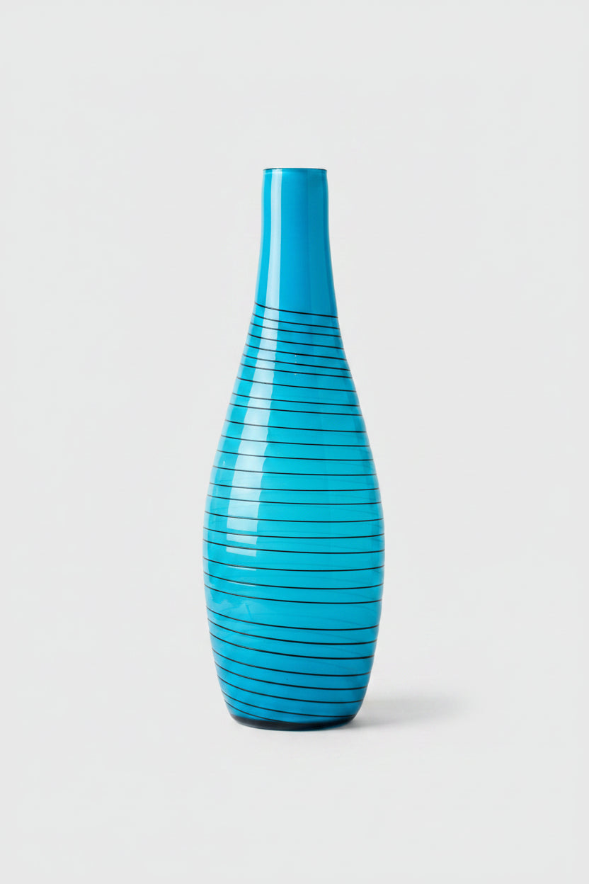 Tall Hand Blown Turquoise Vase