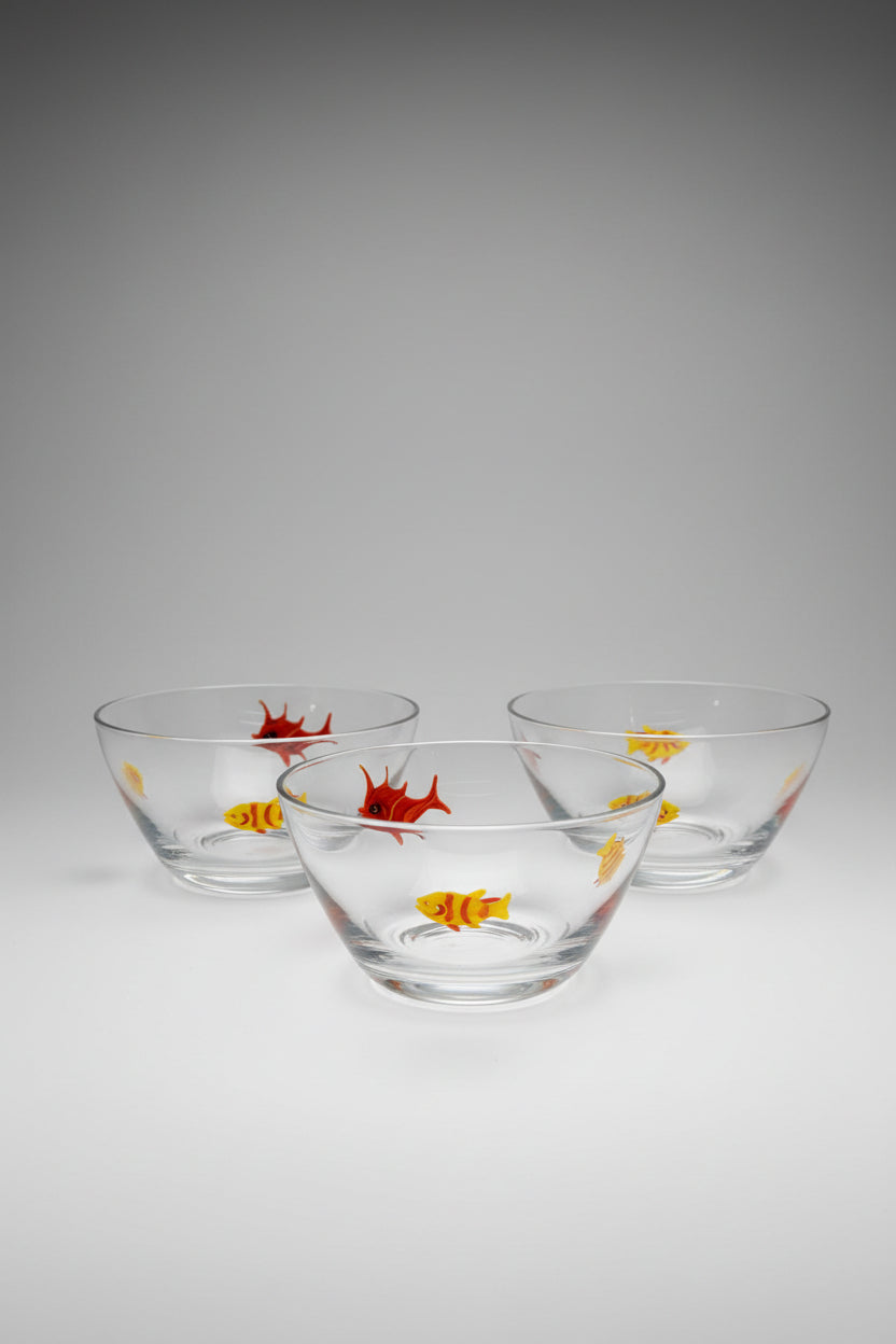 Italian Glass Fish Bowls - Set of 6