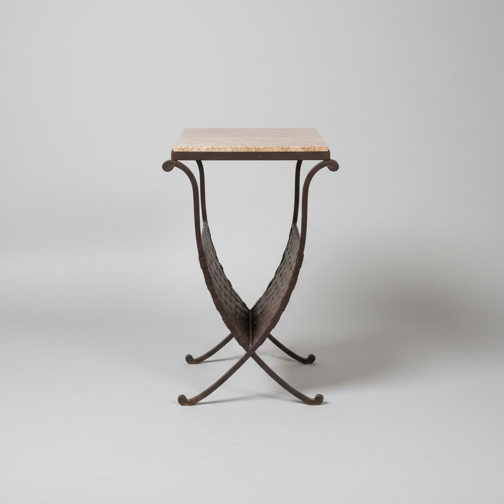 Forged Iron Side Table w/ Magazine Rack