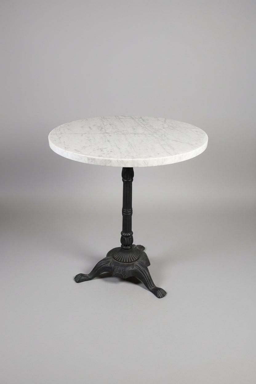 Marble and Cast Iron Base Bistro Table 24 x 28.5