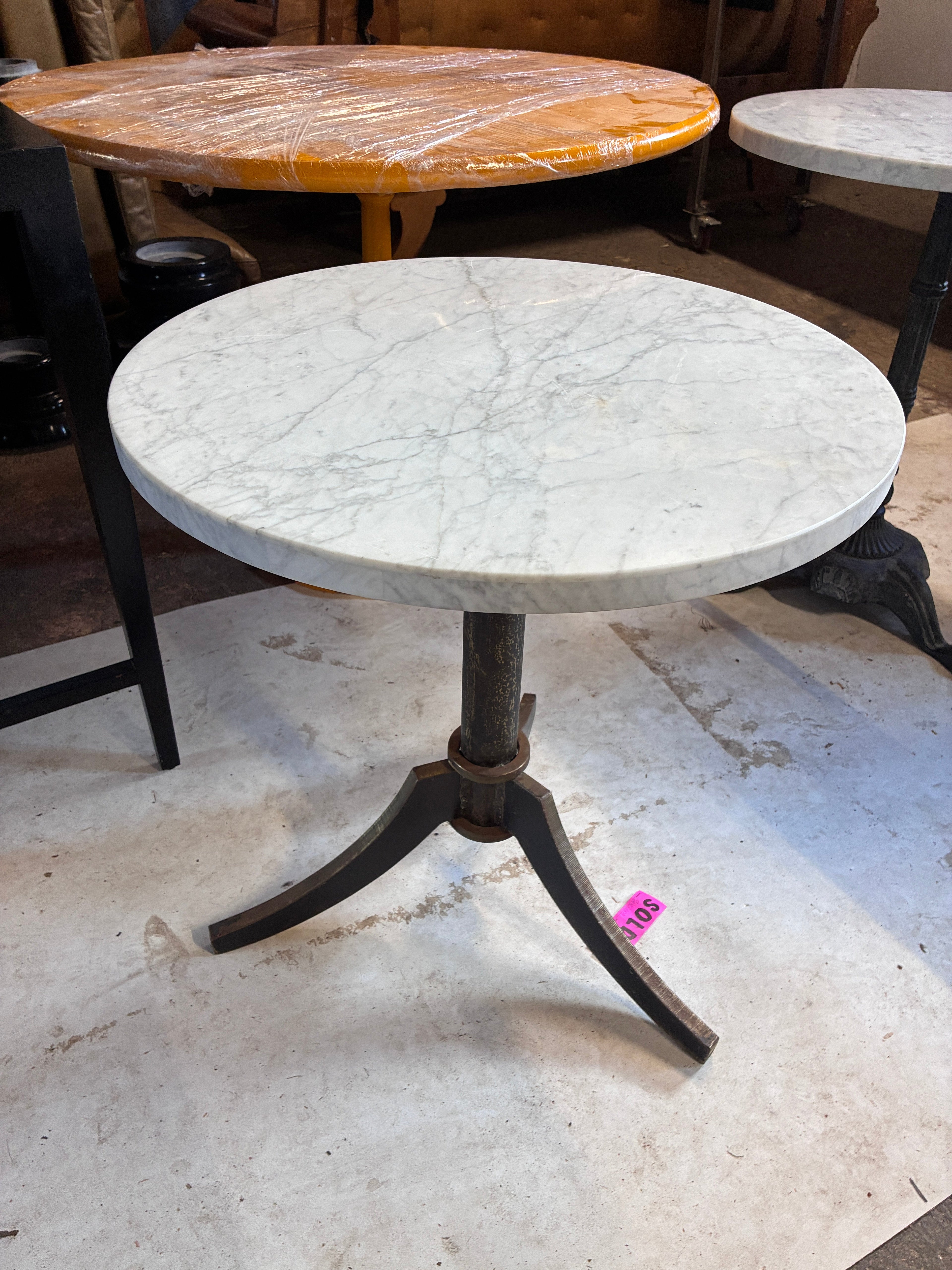 Marble Round Side Table Bronze Base