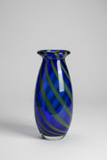 blue & green swirled hand blown vase