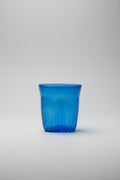 Vintage blue ribbed handblown Vase