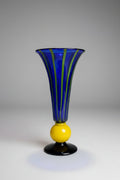 Hand Blown Blue & Green Vase with Yellow Ball