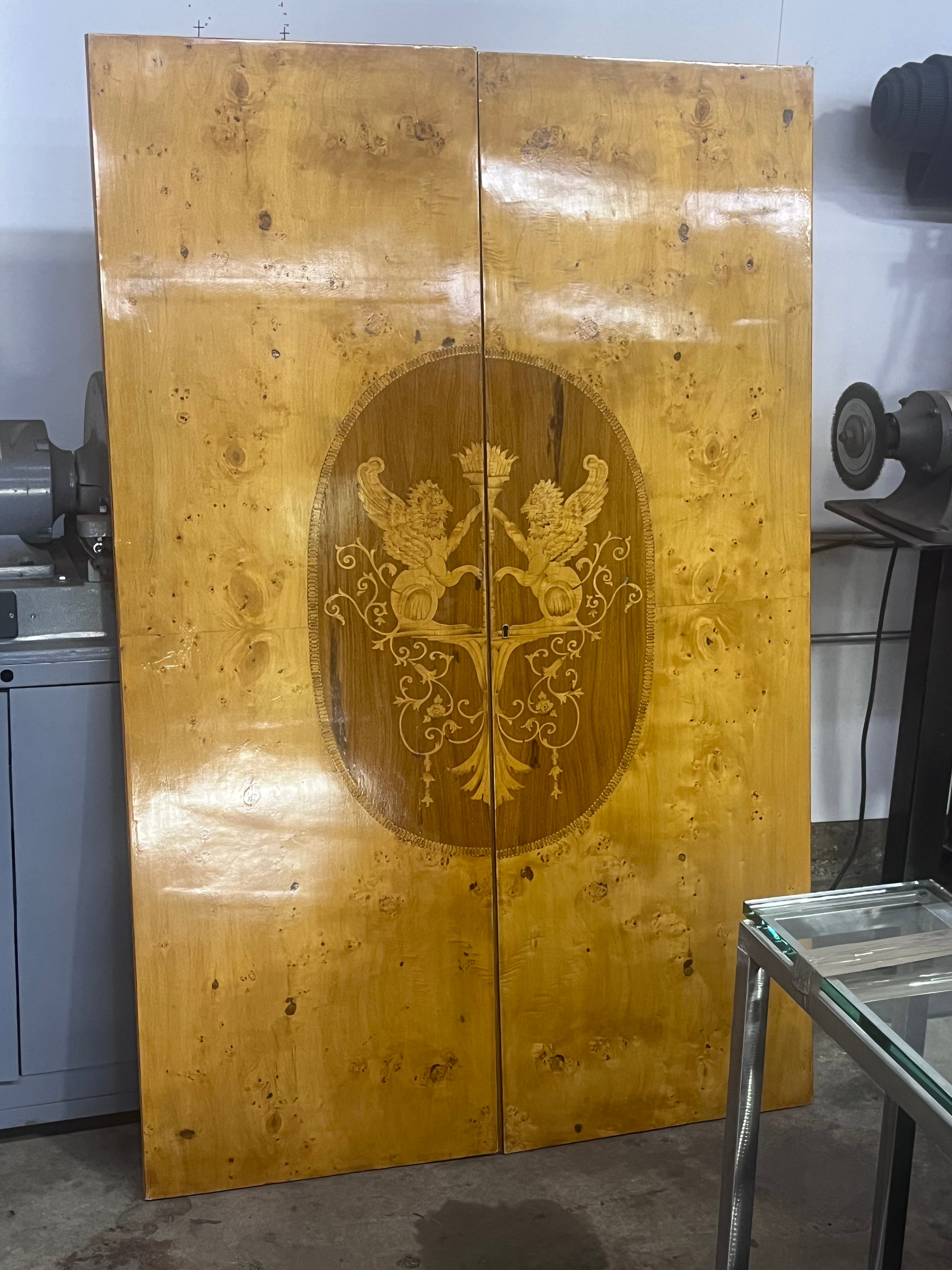 Burlwood and Inlay Antique Door hanging Art Panel one piece 6'x46"