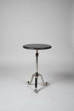 Black Marble Small Side Table with Scalloped Edge Tripod Base