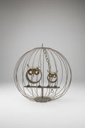 Owl & Baby Metal Brutalist Hanging Sculpture