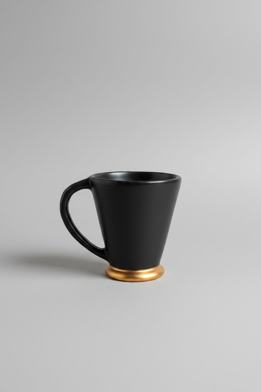 Signed Black Stoneware Mugs