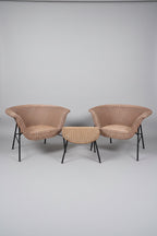 Set of Cb2 Outdoor Lounge Chairs with Ottoman