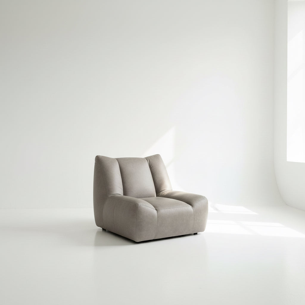 Lee Industries Grey Leather Swivel Chair 39 x 36 x 34