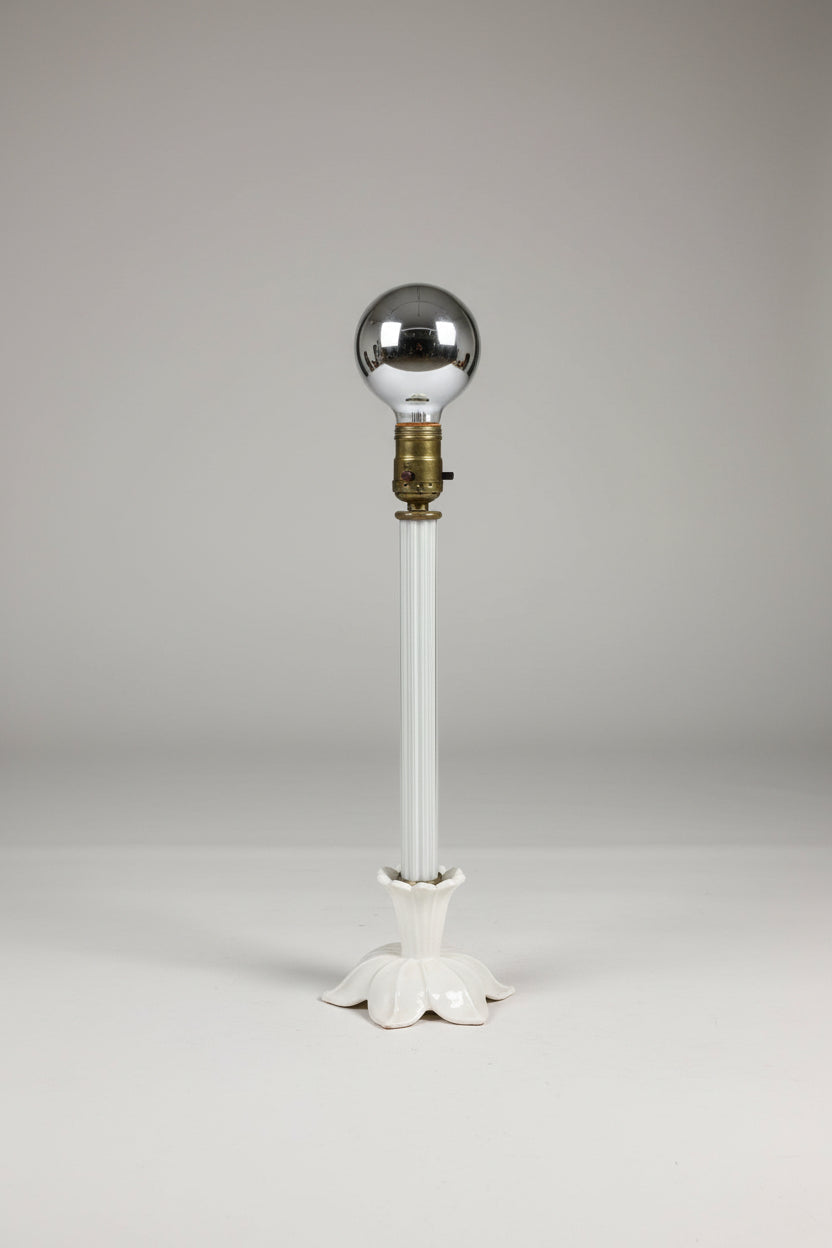Vintage White Glass Flower Base Lamp