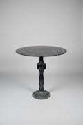 Black Marble High Top Table Turned Wood & Cast Iron Base 34"D x 29" H