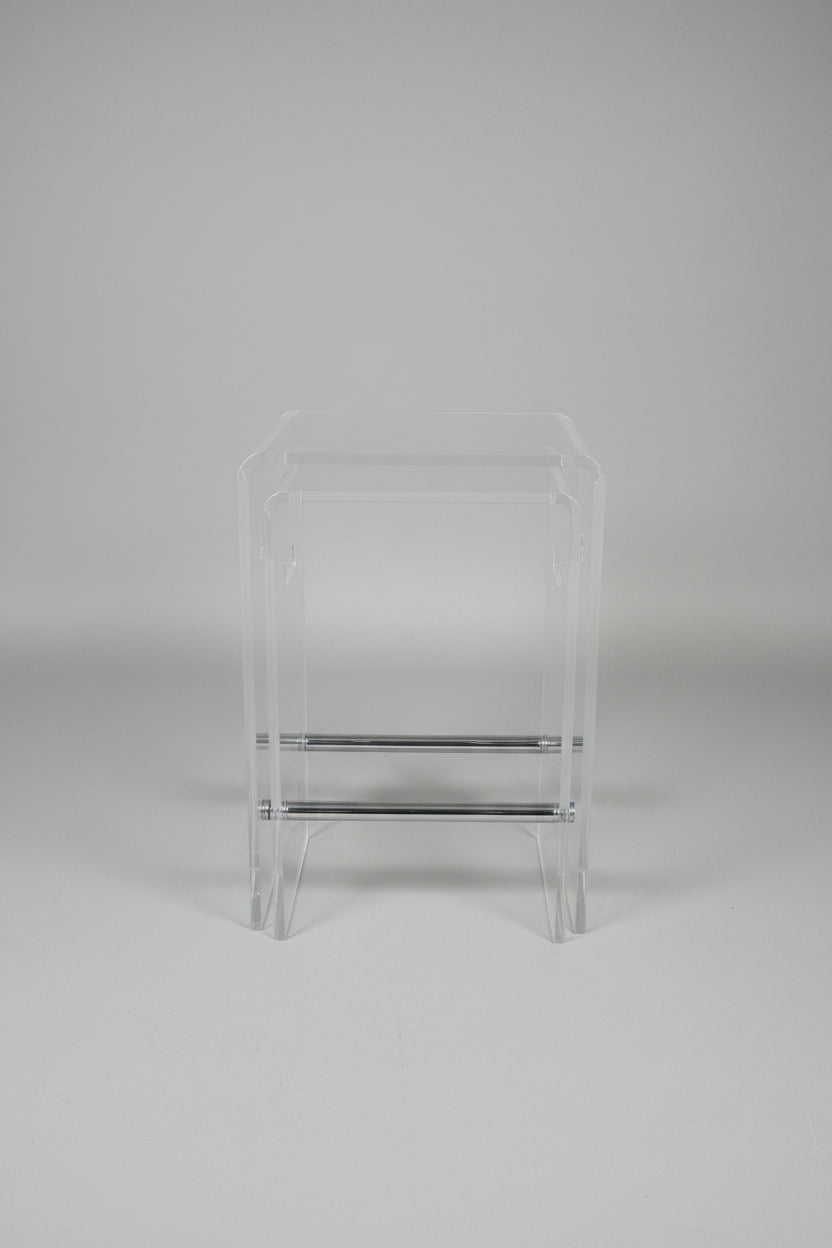Lucite & Chrome Stool or Side Table