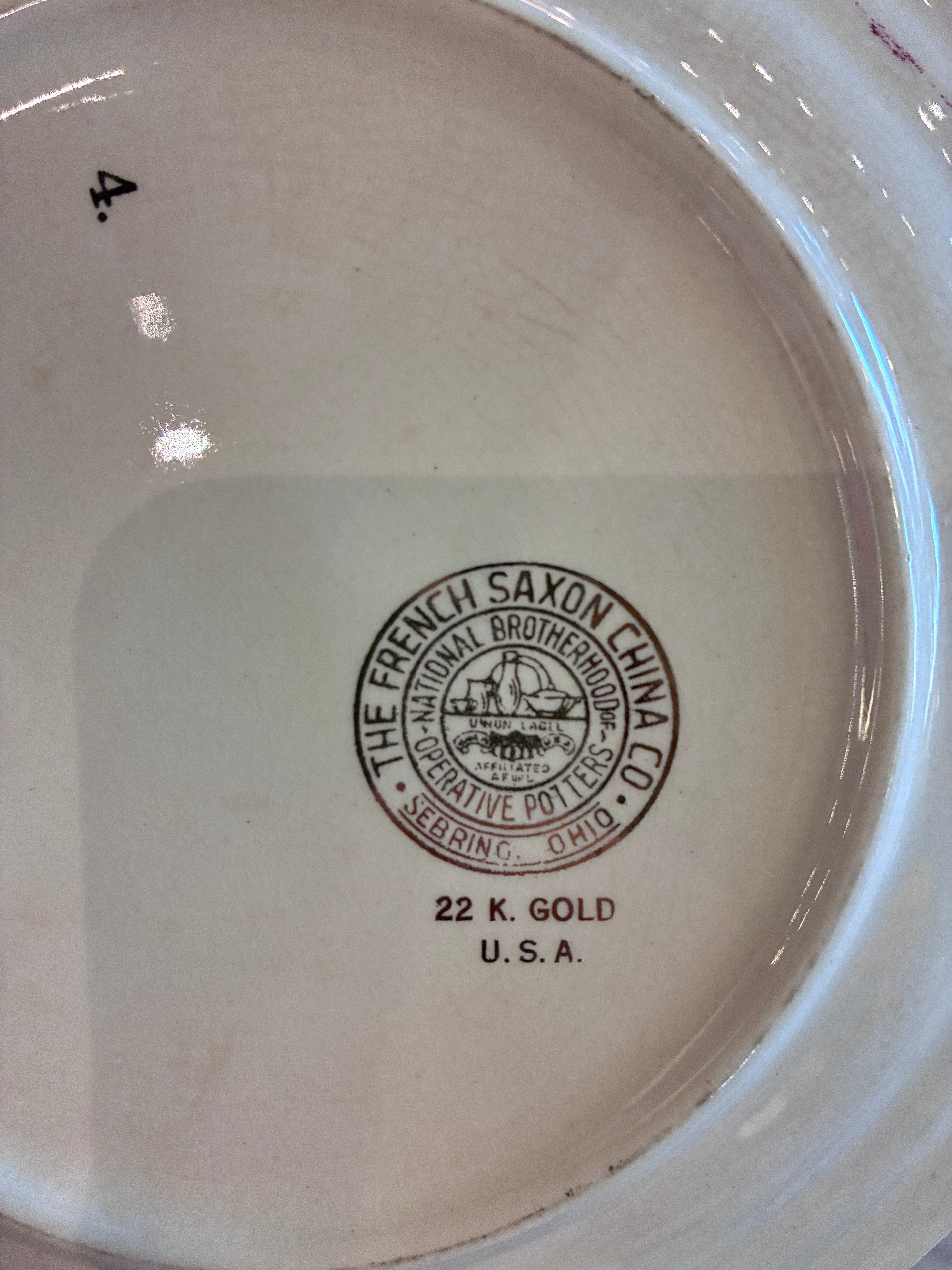 Set of 22 K Gold Rim French Saxon China