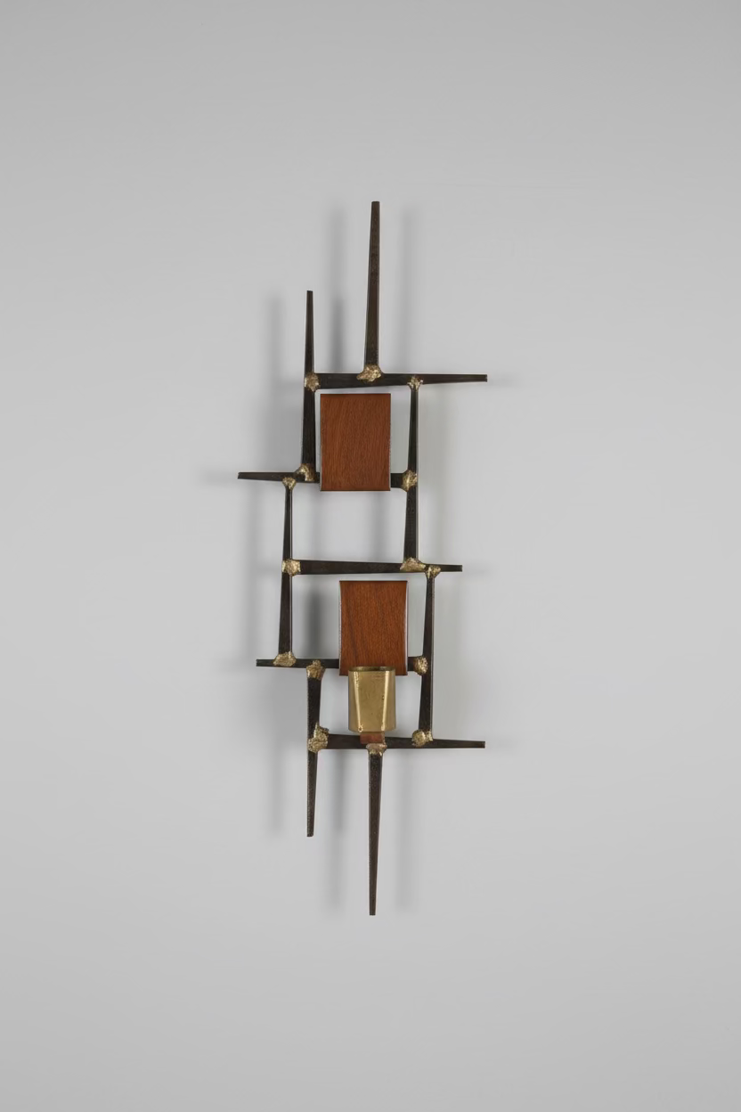 Pair of Brutalist Nail Art Candle Sconces