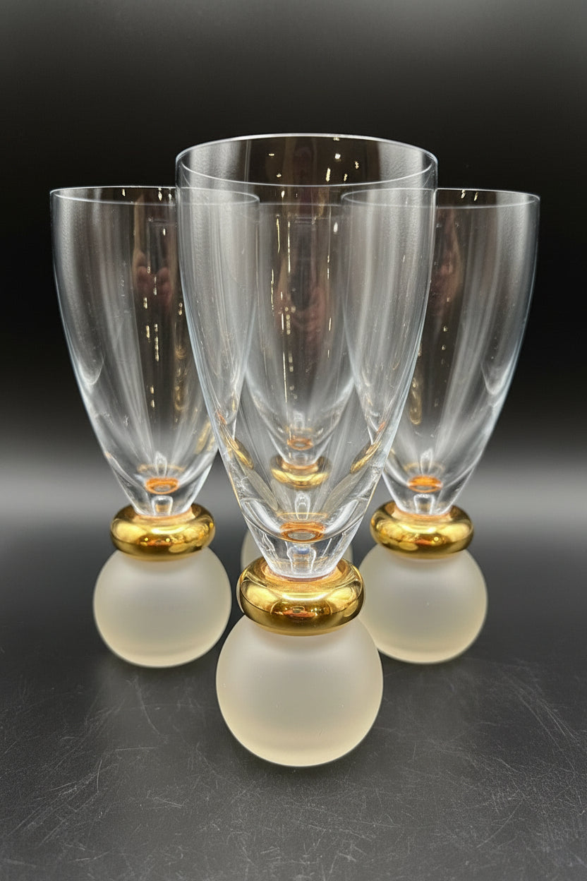 Vintage Orb Crystal and Gold Glasses