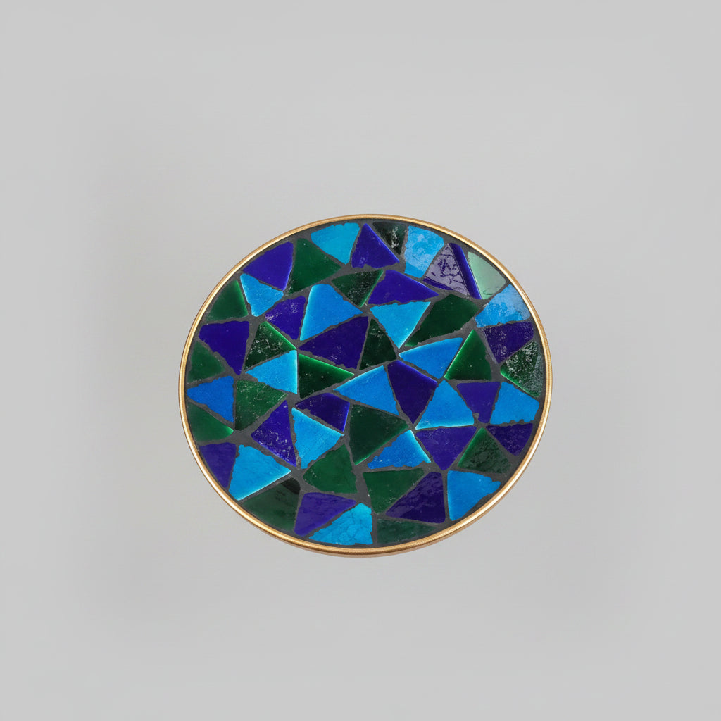 Jon Matin stained foil glass mosaic plate