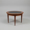 Leather and Walnut Round Coffee Table